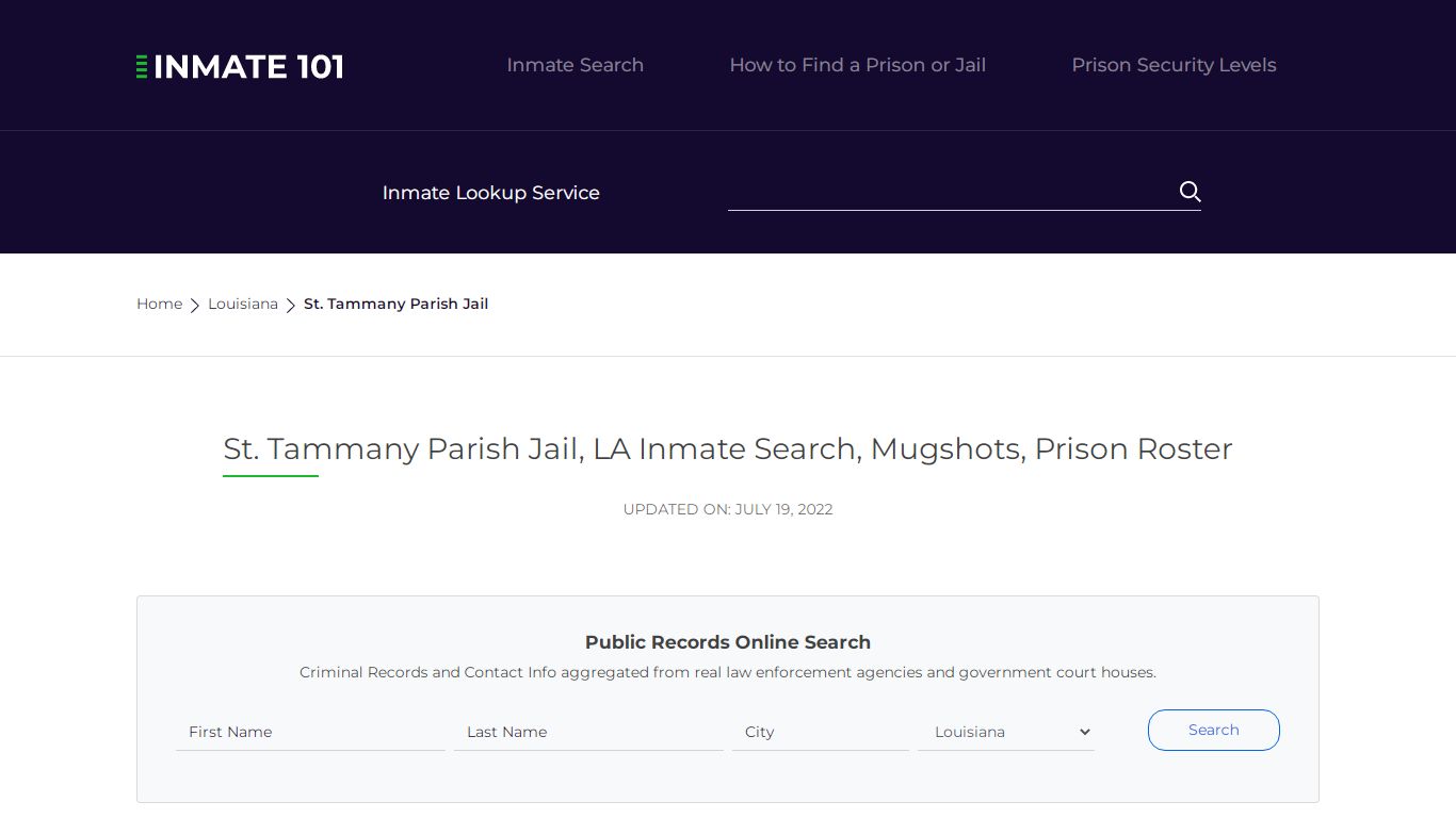St. Tammany Parish Jail, LA Inmate Search, Mugshots ...